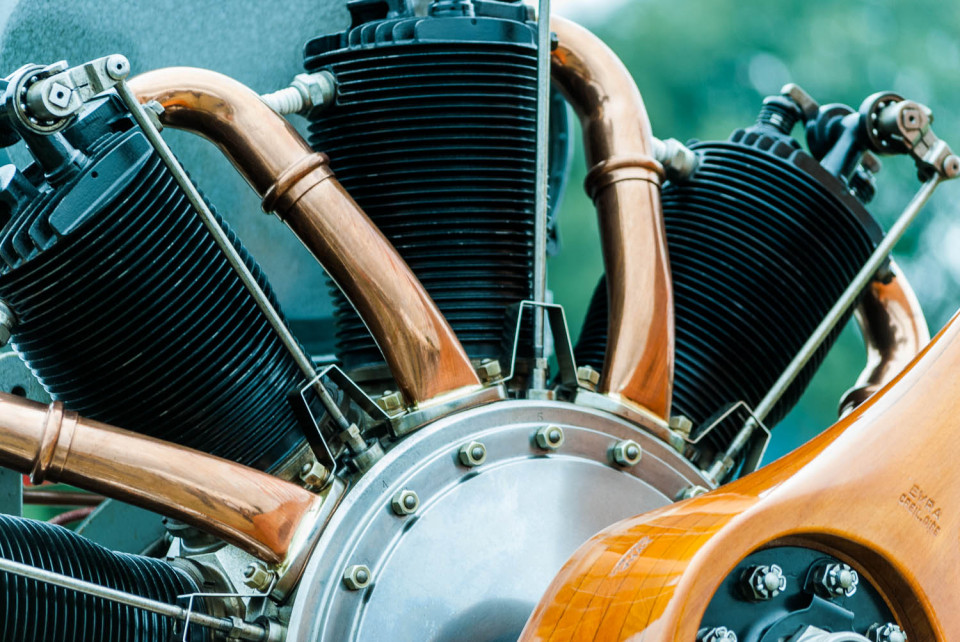 Detail of the 1918 Le Rhone Rotary engine