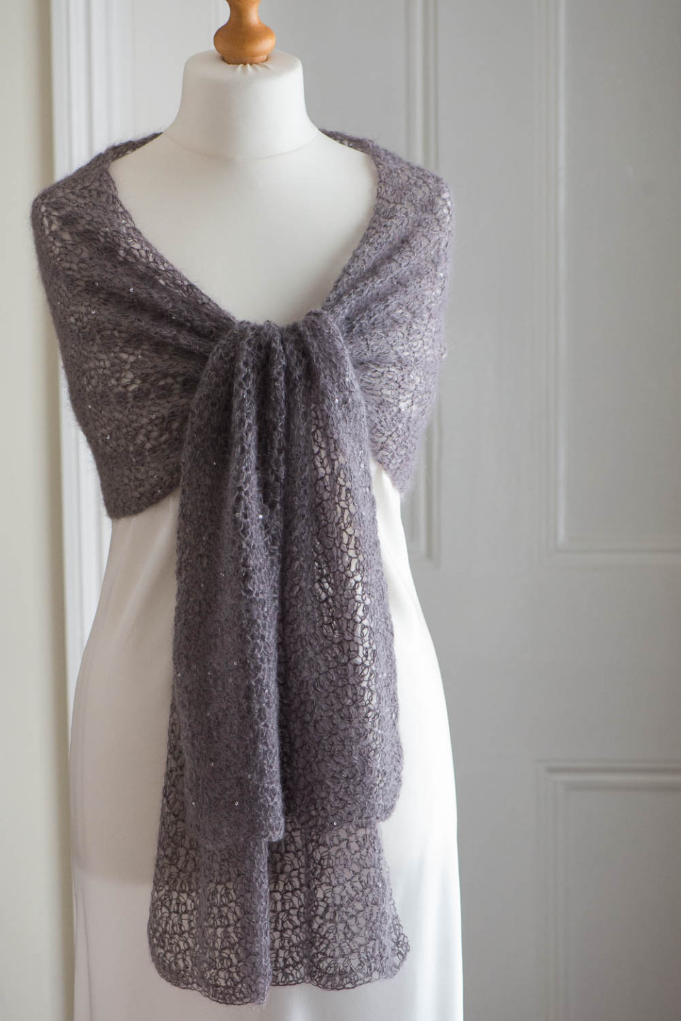 Crochet silk and mohair shawl or wrap