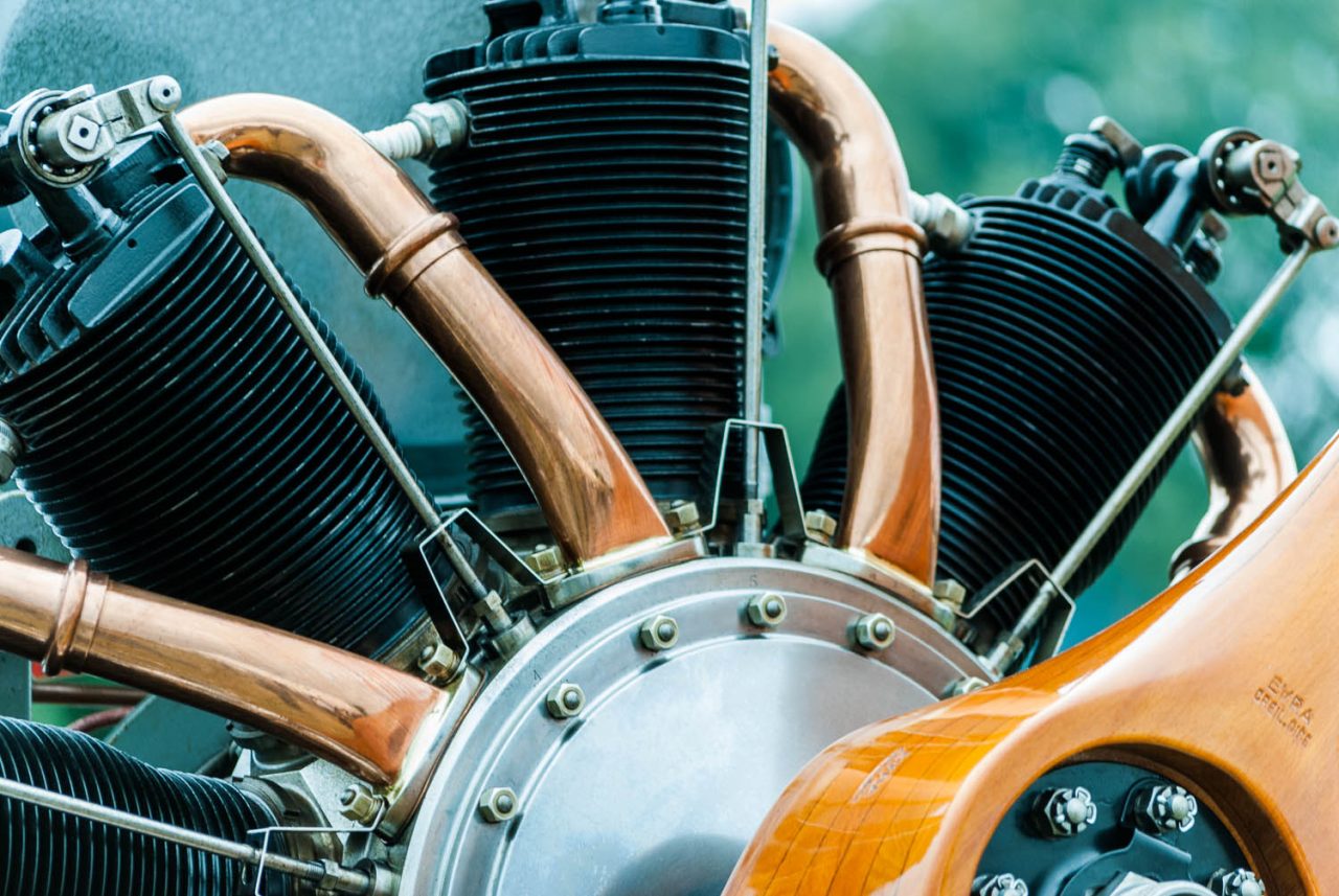 Detail of the 1918 Le Rhone Rotary engine