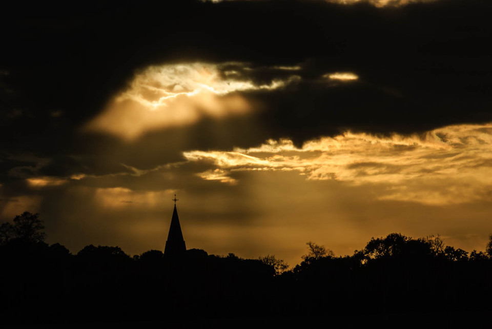 Sunset over All Saints Church Great Leighs