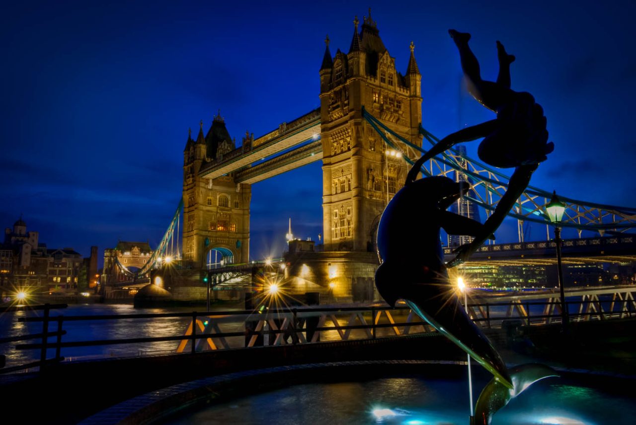 Dolphin Child and Tower Bridge
