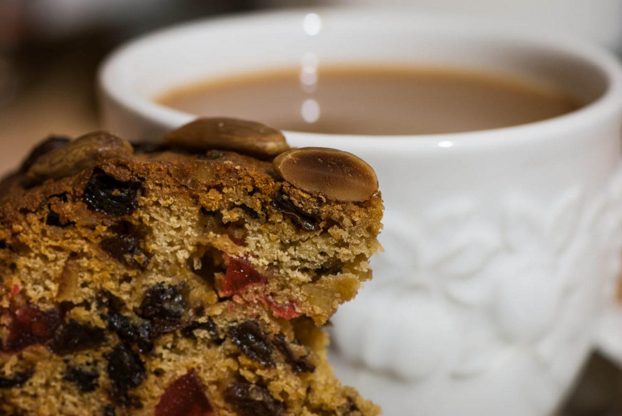 A cup of tea and a slice of cake