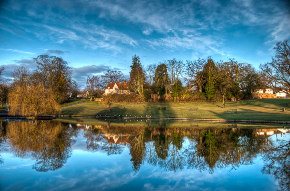 Reflections of Coctors Pond, Great Dunmow, Essex