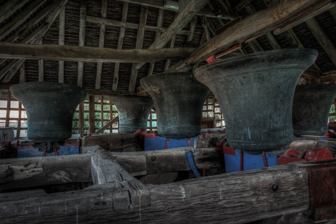 Inside the East Bergholt Bell Cage