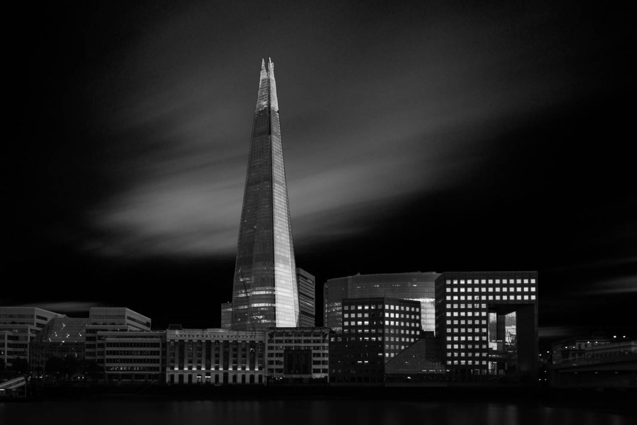 The Shard, London - a black and white long exposure