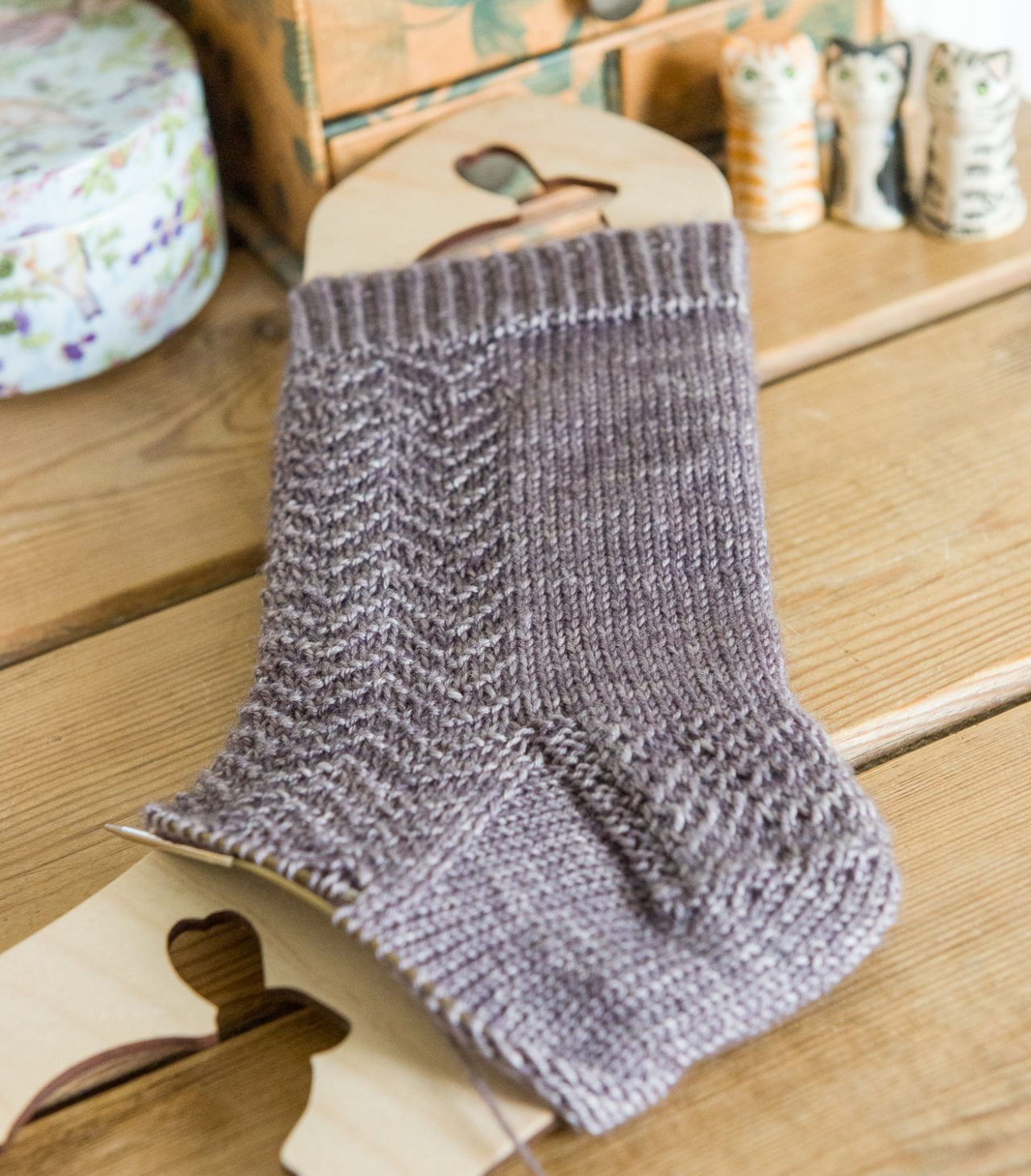A Hand knitted sock