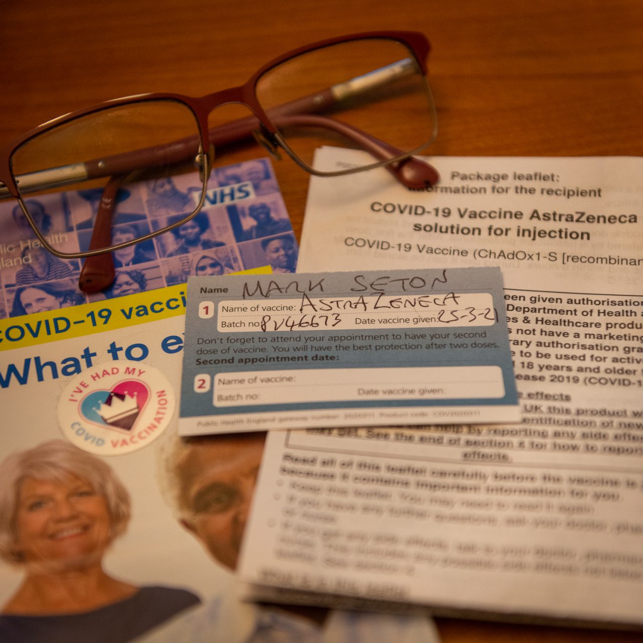 All the paraphernalia you get when getting a covid vaccination