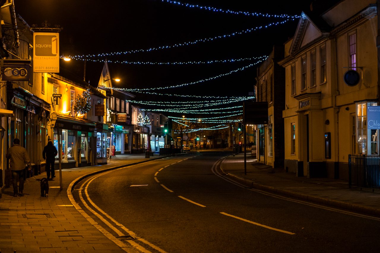 Dunmow High Street at Christmas